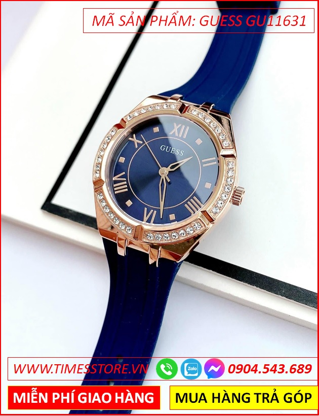 dong-ho-nu-guess-analog-mat-tron-rose-gold-day-sillicone-xanh-duong-timesstore-vn