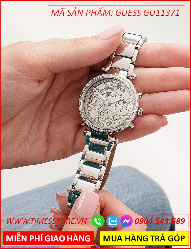 dong-ho-nu-guess-chronograph-lo-co-mat-tron-day-kim-loai-silver-dep-timesstore-vn