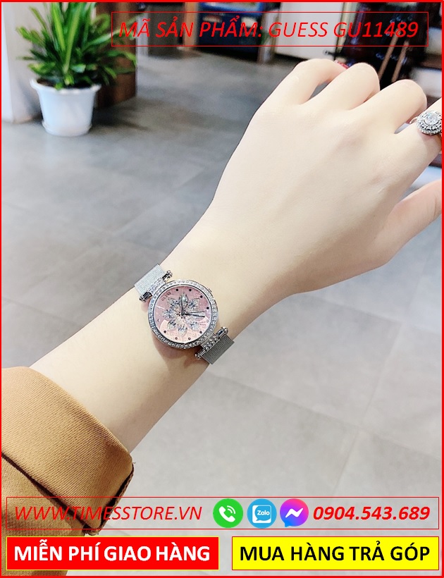 dong-ho-nu-guess-mat-tron-dinh-hoa-pha-le-day-mesh-luoi-timesstore-vn