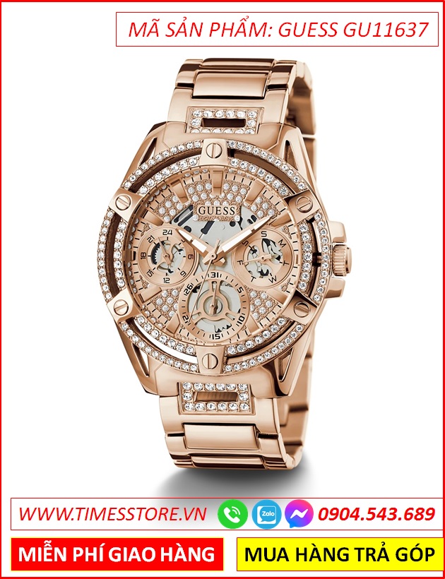 dong-ho-nu-guess-queen-multifunction-day-kim-loai-rose-gold-timesstore-vn