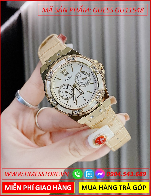 dong-ho-nu-guess-tua-hublot-mat-trang-dinh-da-day-da-nude-timesstore-vn