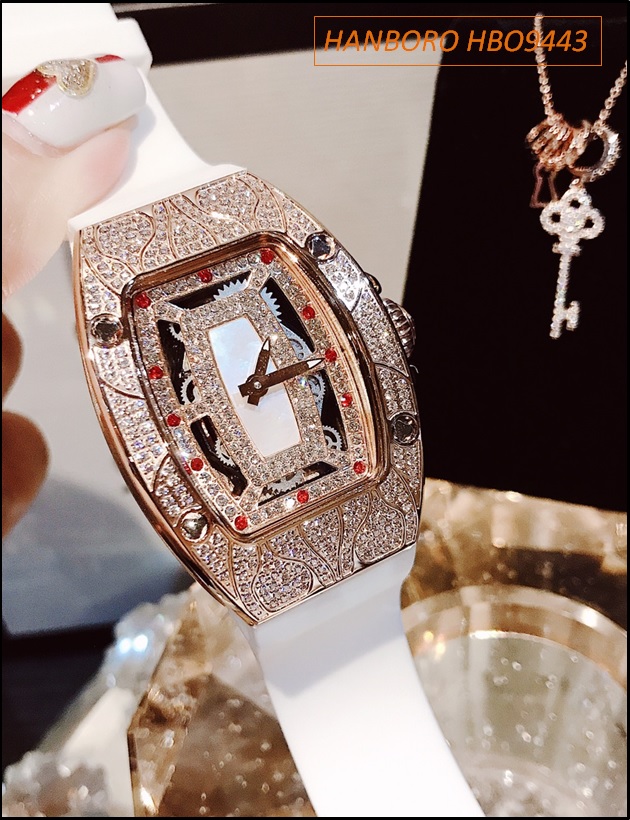 dong-ho-nu-hanboro-phien-ban-richard-mille-23-ty-mat-oval-swarovski-rose-gold-day-silicone-trang-hotgirl-dep-gia-re-timesstore