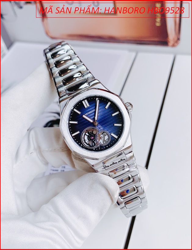 dong-ho-nu-hanboro-mat-tron-xanh-day-kim-loai-patek-philippe-dep-gia-re-timesstore-vn