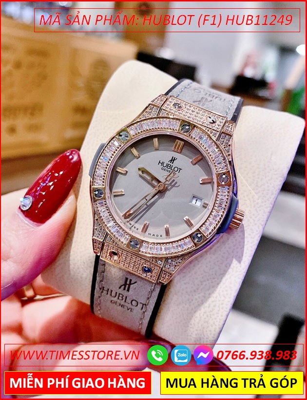 dong-ho-nu-hublot-f1-classic-fusion-mat-rose-gold-silicone-xam-timesstore-vn