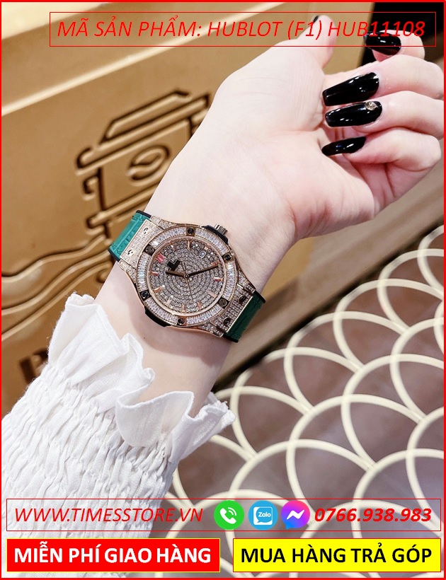 dong-ho-nu-hublot-f1-full-swarovski-rose-gold-day-da-xanh-timesstore-vn