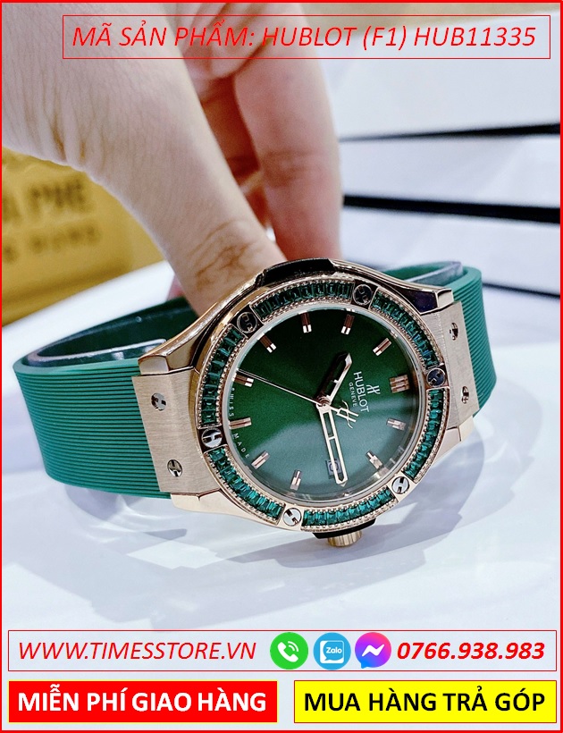 dong-ho-nu-hublot-f1-mat-tron-rose-gold-dinh-da-day-sillicone-xanh-la-timesstore-vn