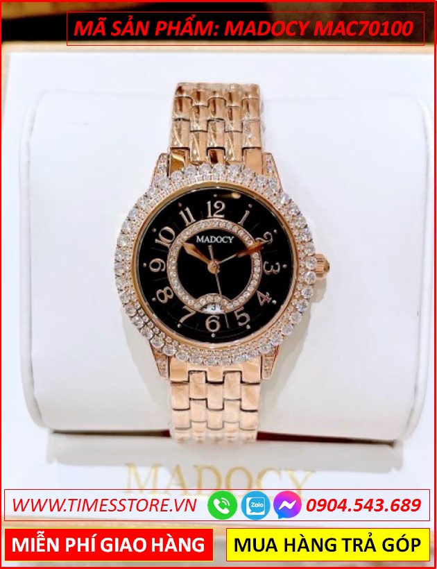 dong-ho-nu-madocy-mat-den-dinh-da-day-kim-loai-rose-gold-timesstore-vn