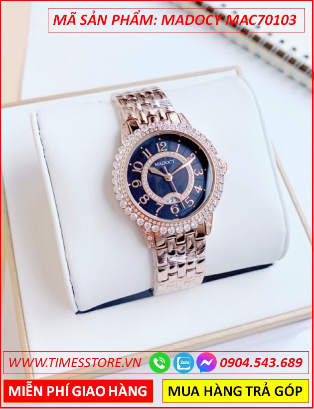dong-ho-nu-madocy-mat-xanh-dinh-da-day-rose-gold-timesstore-vn