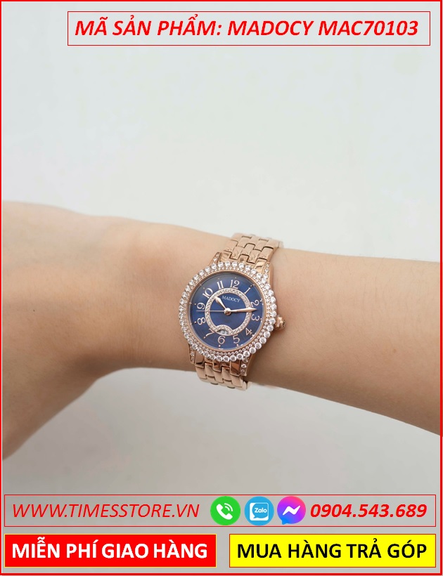 dong-ho-nu-madocy-mat-xanh-dinh-da-day-rose-gold-timesstore-vn