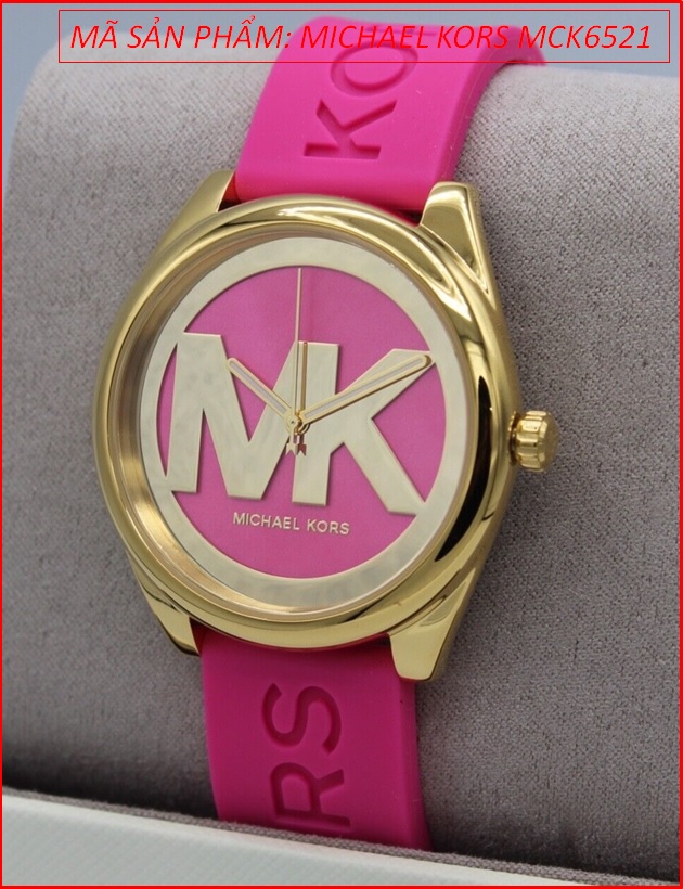 dong-ho-nu-michael-kors-janelle-mat-hoa-tiet-logo-vang-gold-sillicone-hong-timesstore-vn