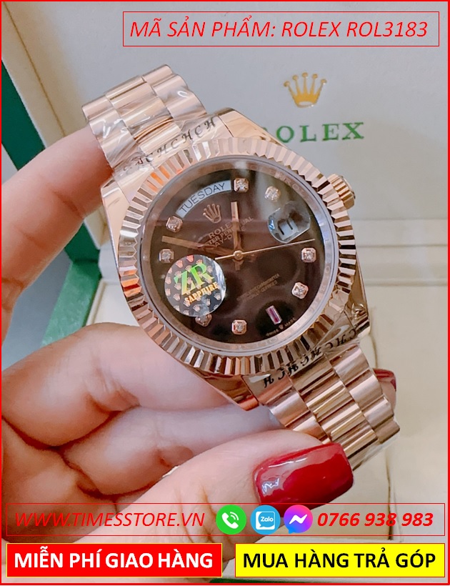 dong-ho-nu-rolex-f1-automatic-2-lich-mat-nau-khia-rose-gold-timesstore-vn