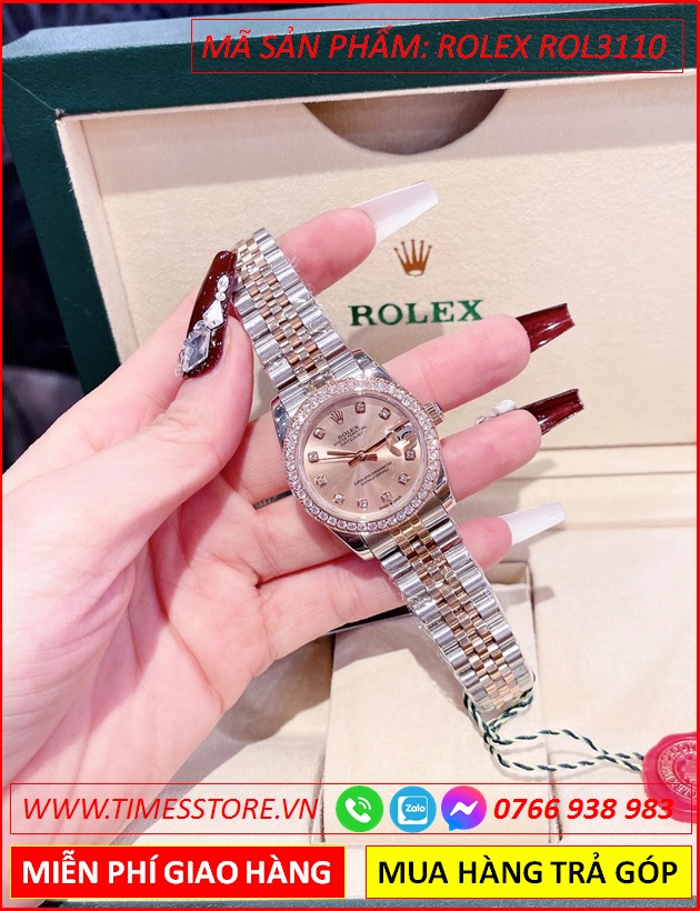 dong-ho-nu-rolex-f1-automatic-datejust-mat-hong-dinh-da-day-demi-timesstore-vn