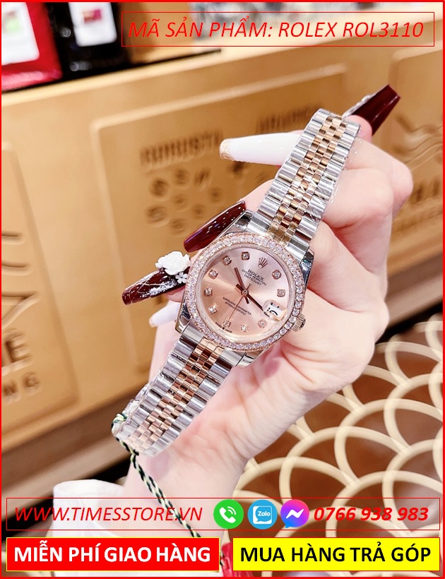 dong-ho-nu-rolex-f1-automatic-datejust-mat-hong-dinh-da-day-demi-timesstore-vn