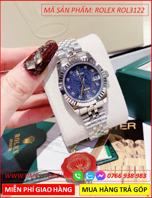 dong-ho-nu-rolex-f1-automatic-mat-3d-xanh-duong-day-kim-loai-timesstore-vn