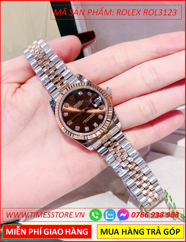 dong-ho-nu-rolex-f1-automatic-mat-nau-nieng-khia-day-demi-timesstore-vn