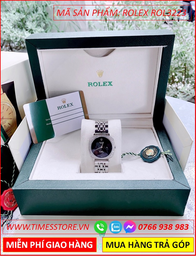 dong-ho-nu-rolex-f1-cellini-mat-vuong-den-day-kim-loai-timesstore-vn