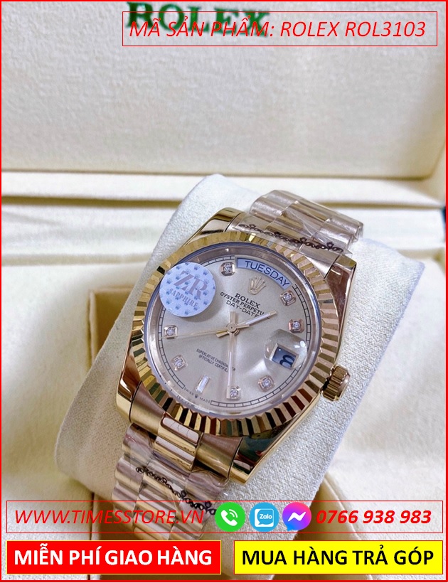 dong-ho-nu-rolex-f1-co-2-lich-mat-vang-nieng-khia-day-vang-gold-timesstore-vn