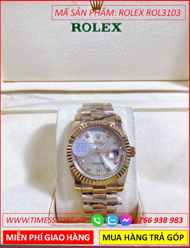 dong-ho-nu-rolex-f1-co-2-lich-mat-vang-nieng-khia-day-vang-gold-timesstore-vn