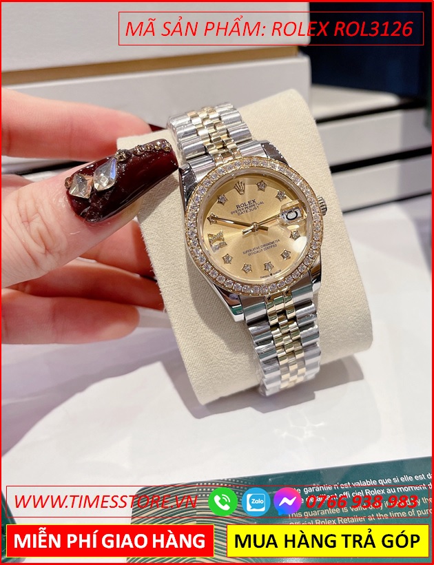 dong-ho-nu-rolex-f1-datejust-automatic-mat-vang-dinh-da-day-demi-timesstore-vn