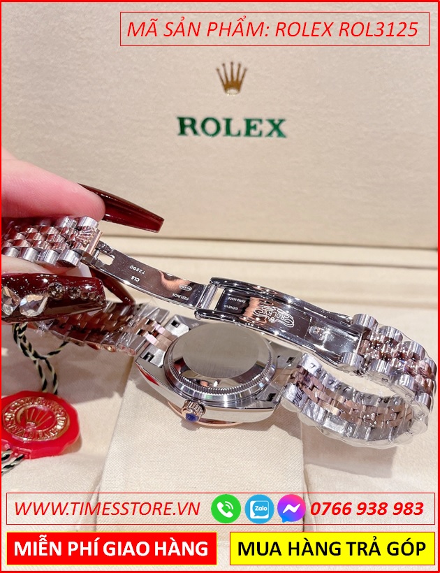 dong-ho-nu-rolex-f1-datejust-automatic-mat-xanh-la-day-demi-timesstore-vn