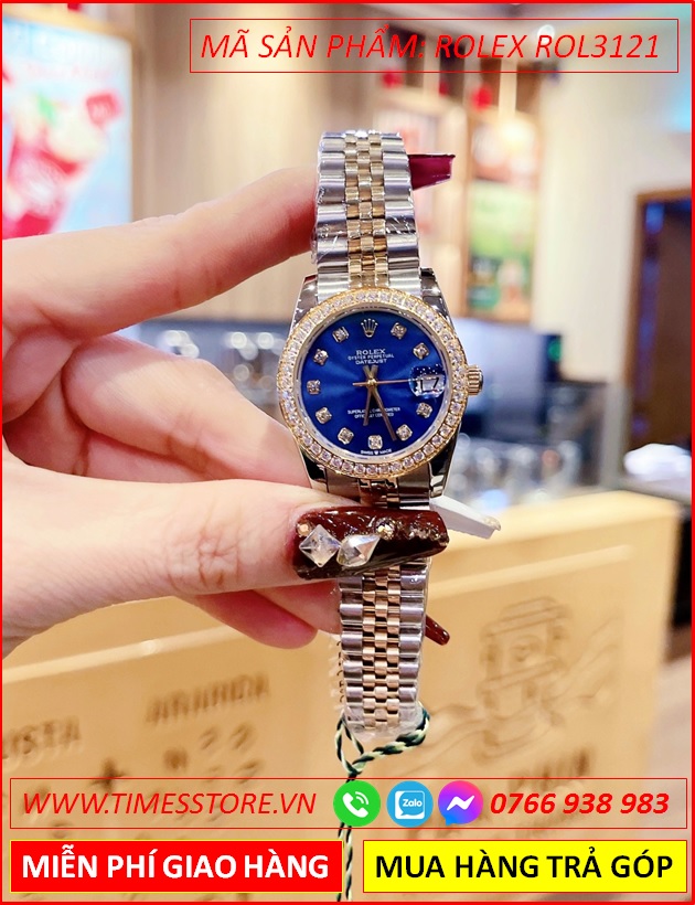 dong-ho-nu-rolex-f1-lady-datejust-automatic-mat-xanh-duong-day-demi-timesstore-vn