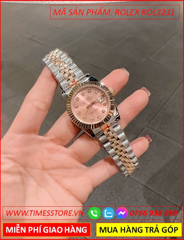 dong-ho-nu-rolex-f1-mat-hong-nieng-khia-day-demi-timesstore-vn