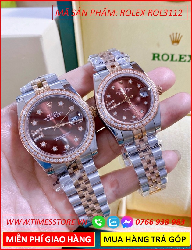 dong-ho-nu-rolex-f1-mat-nau-dinh-da-rose-gold-day-demi-timesstore-vn