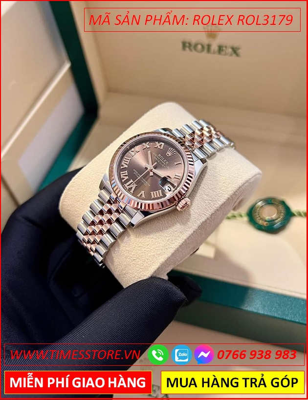 dong-ho-nu-rolex-f1-mat-nau-so-la-ma-day-demi-timesstore-vn