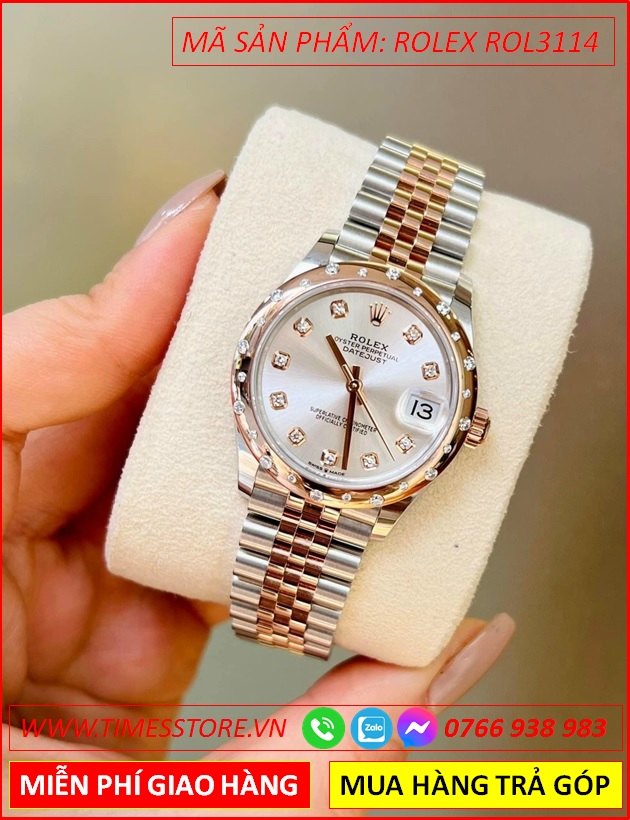 dong-ho-nu-rolex-f1-mat-trang-dinh-da-day-demi-timesstore-vn