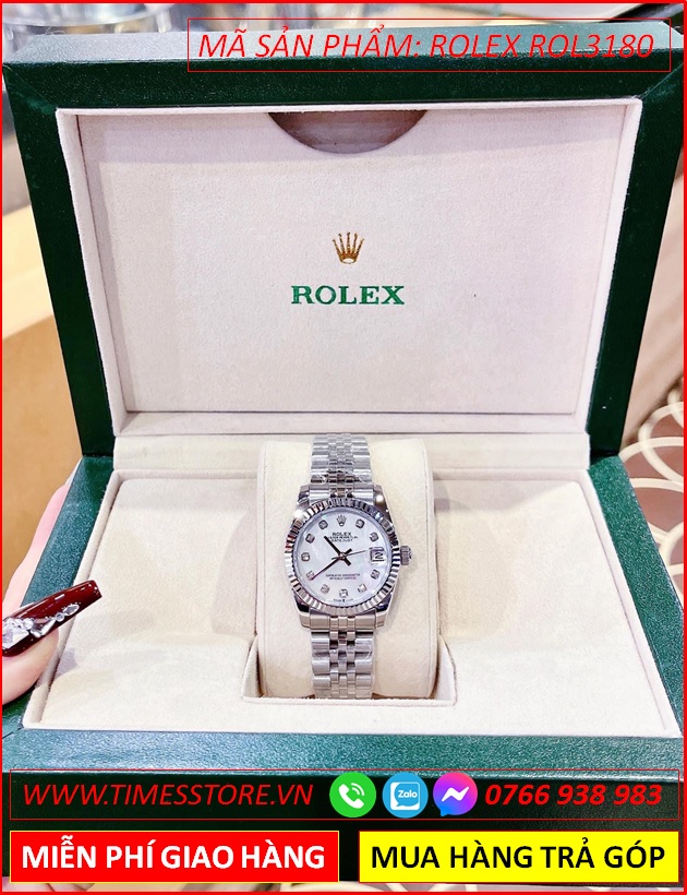 dong-ho-nu-rolex-f1-mat-trang-nieng-khia-day-kim-loai-timesstore-vn