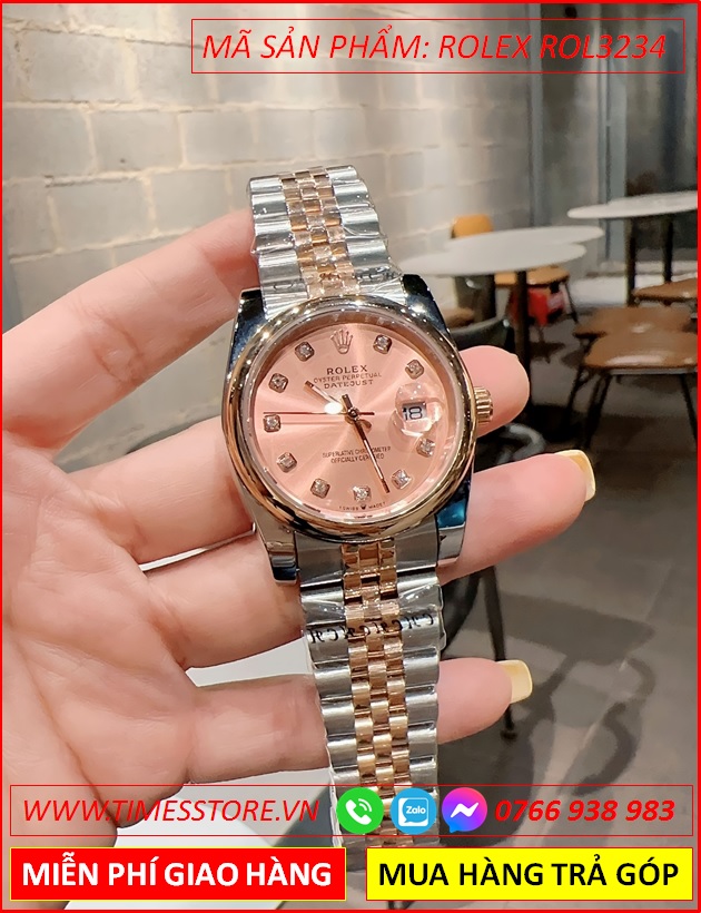 dong-ho-nu-rolex-f1-mat-tron-hong-day-demi-vang-timesstore-vn