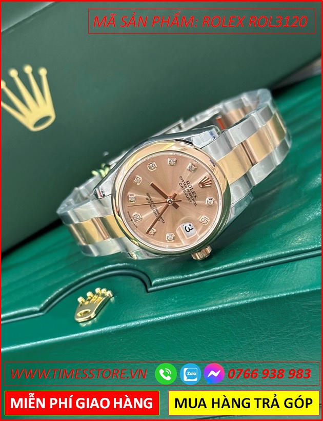 dong-ho-nu-rolex-f1-mat-tron-hong-day-kim-loai-demi-timesstore-vn