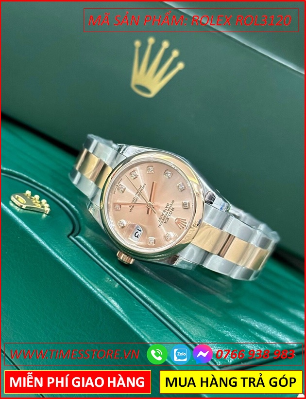 dong-ho-nu-rolex-f1-mat-tron-hong-day-kim-loai-demi-timesstore-vn