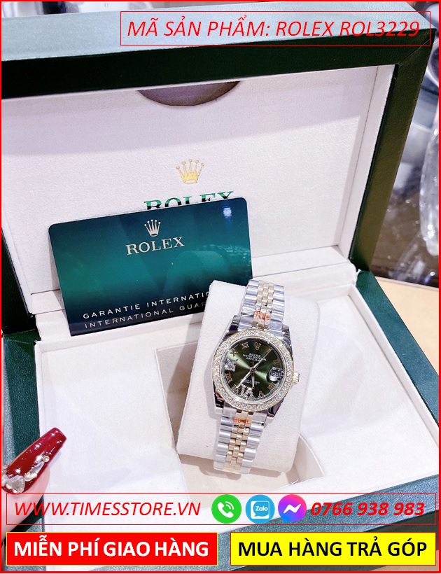 dong-ho-nu-rolex-f1-mat-xanh-la-dinh-da-day-demi-vang-timesstore-vn