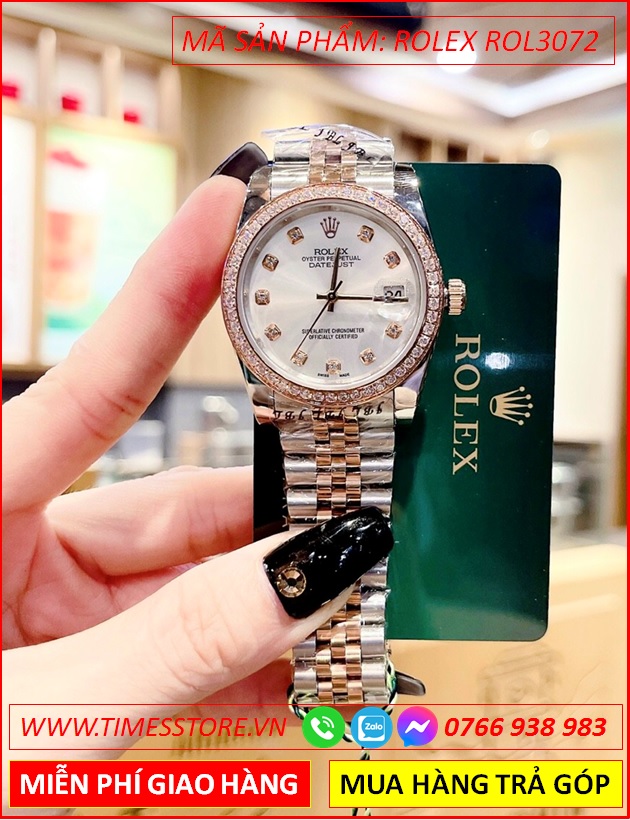 dong-ho-nu-rolex-lady-date-just-f1-automatic-day-kim-loai-demi-timesstore-vn