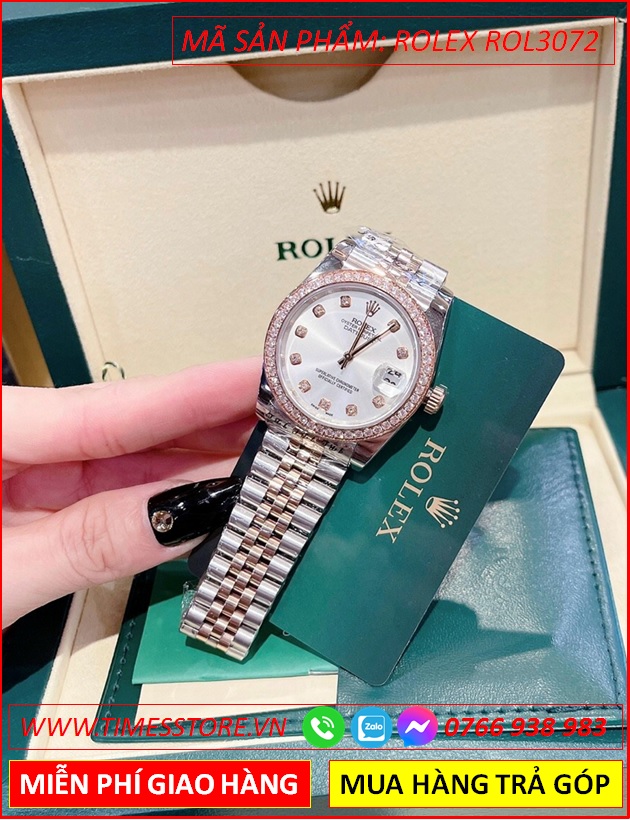 dong-ho-nu-rolex-lady-date-just-f1-automatic-day-kim-loai-demi-timesstore-vn