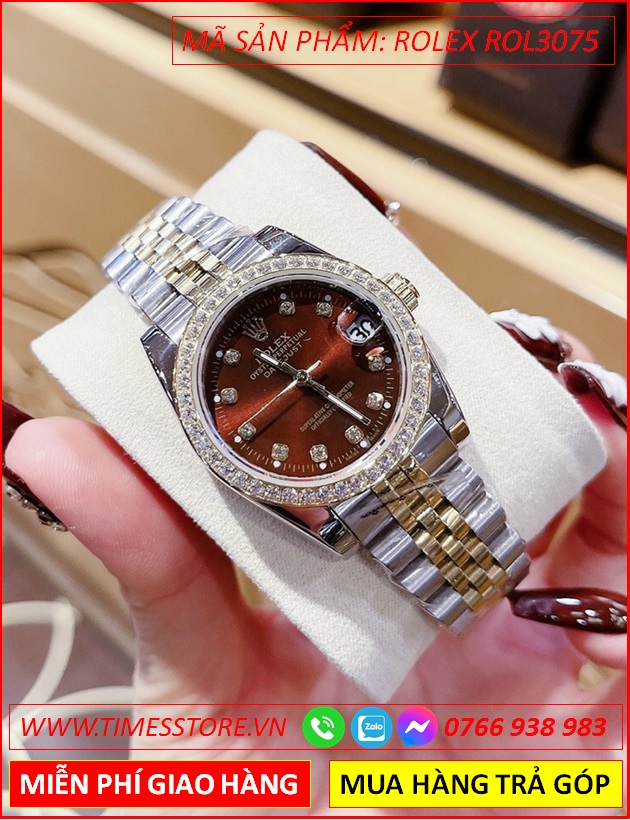 dong-ho-nu-rolex-lady-date-just-f1-mat-nau-day-demi-timesstore-vn