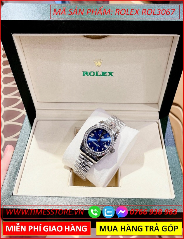 dong-ho-nu-rolex-lady-datejust-f1-automatic-mat-xanh-day-kim-loai-timesstore-vn