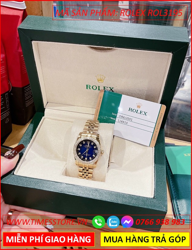 dong-ho-nu-rolex-mat-xanh-dinh-da-day-vang-gold-timesstore-vn