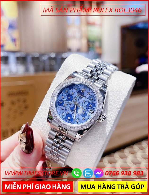 dong-ho-nu-rolex-season-sieu-cap-replica-1-1-mat-bong-hoa-xanh-duong-day-kim-loai-timesstore-vn