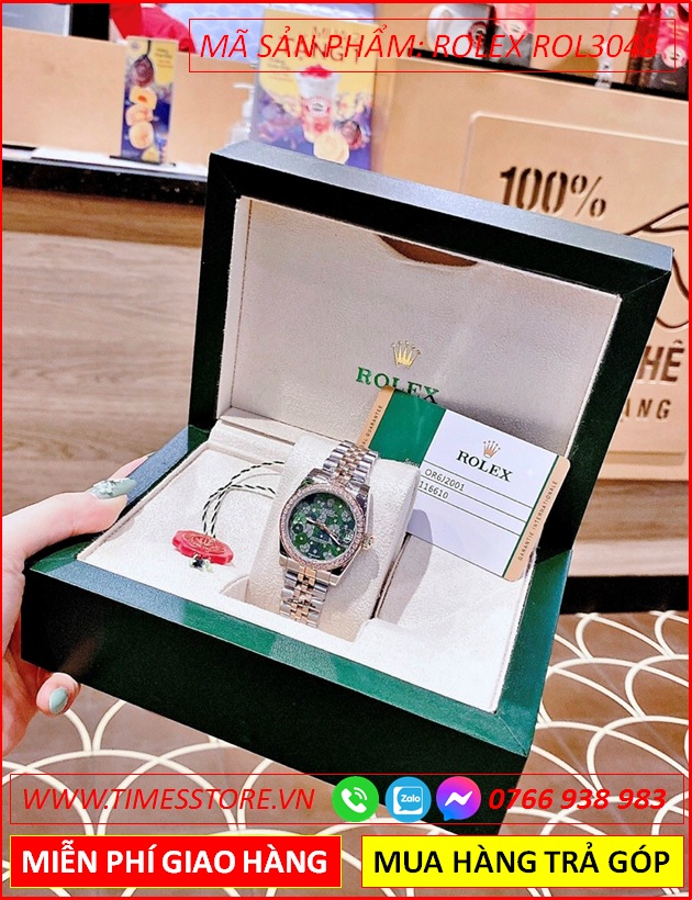 dong-ho-nu-rolex-season-sieu-cap-replica-1-1-mat-bong-hoa-xanh-la-day-demi-rose-gold-timesstore-vn