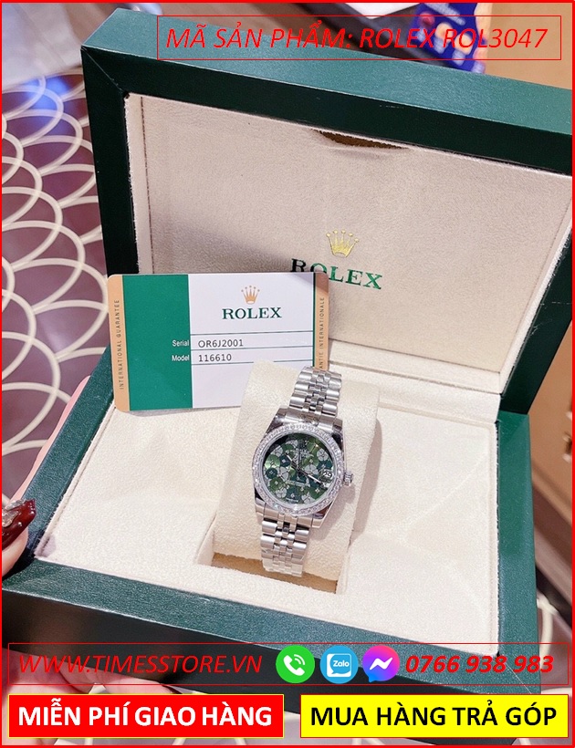 dong-ho-nu-rolex-season-sieu-cap-replica-1-1-mat-bong-hoa-xanh-la-day-kim-loai-timesstore-vn