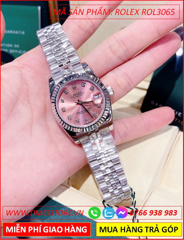 dong-ho-nu-rolex-sieu-cap-f1-automatic-mat-mau-hong-day-kim-loai-timesstore-vn