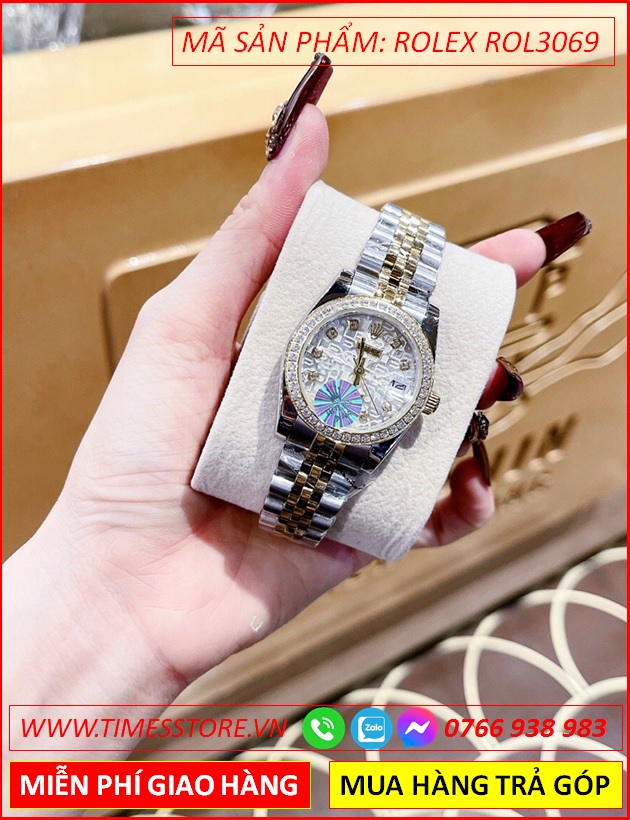 dong-ho-nu-rolex-sieu-cap-f1-dinh-da-day-demi-vang-gold-timesstore-vn