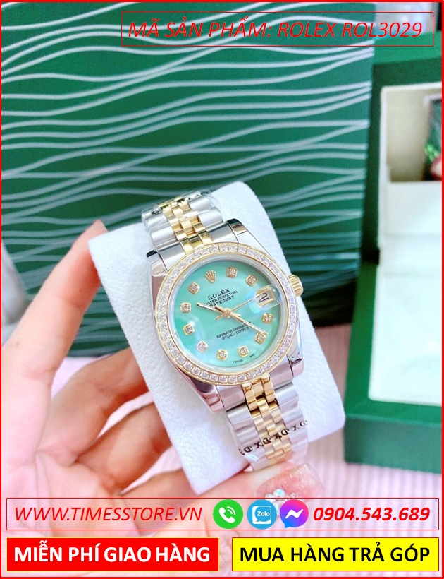 dong-ho-nu-rolex-sieu-cap-replica-1-1-mat-xanh-swarovski-vang-gold-day-demi-dep-gia-re-timesstore-vn