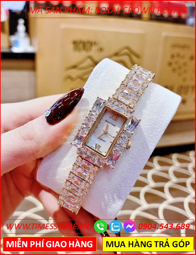 dong-ho-nu-royal-crown-mat-chu-nhat-full-da-rose-gold-timesstore-vn