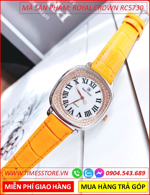 dong-ho-nu-royal-crown-mat-so-la-ma-da-rose-gold-day-da-vang-timesstore-vn