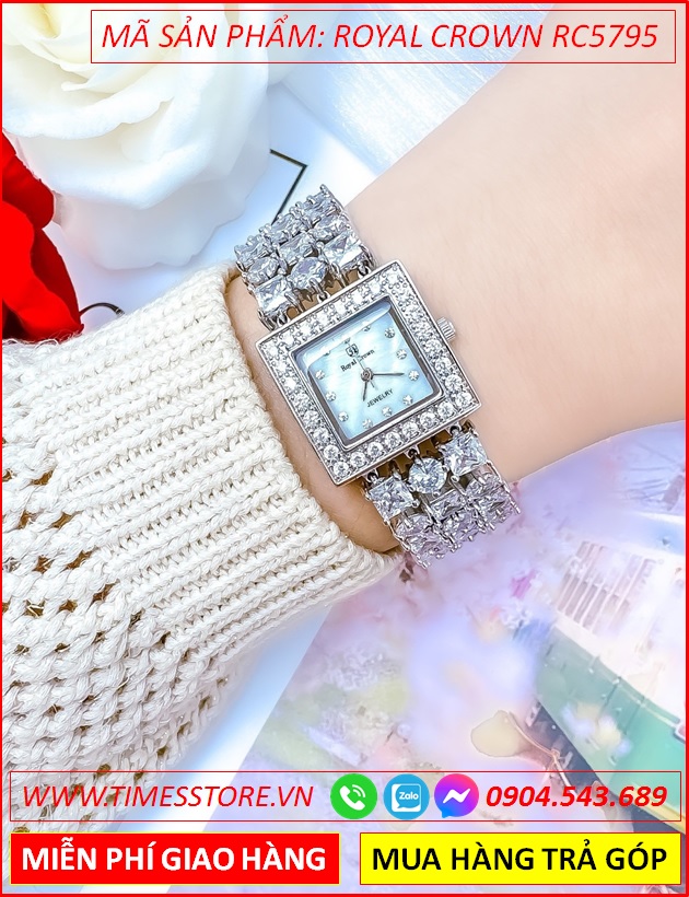 dong-ho-nu-royal-crown-mat-vuong-trang-day-kim-loai-full-da-swarovski-timesstore-vn