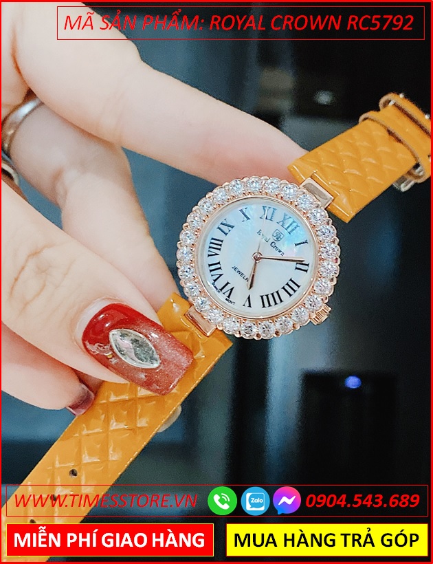 dong-ho-nu-royal-crown-tua-cartier-dinh-da-zirconia-day-da-cam-timesstore-vn