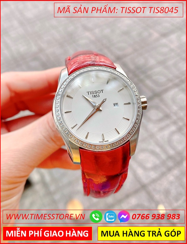 Wow Đẹp quá |Đồng hồ Nữ Tissot Mặt Tròn Dây Da Đỏ